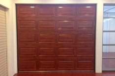 Wood color aluminum garage door